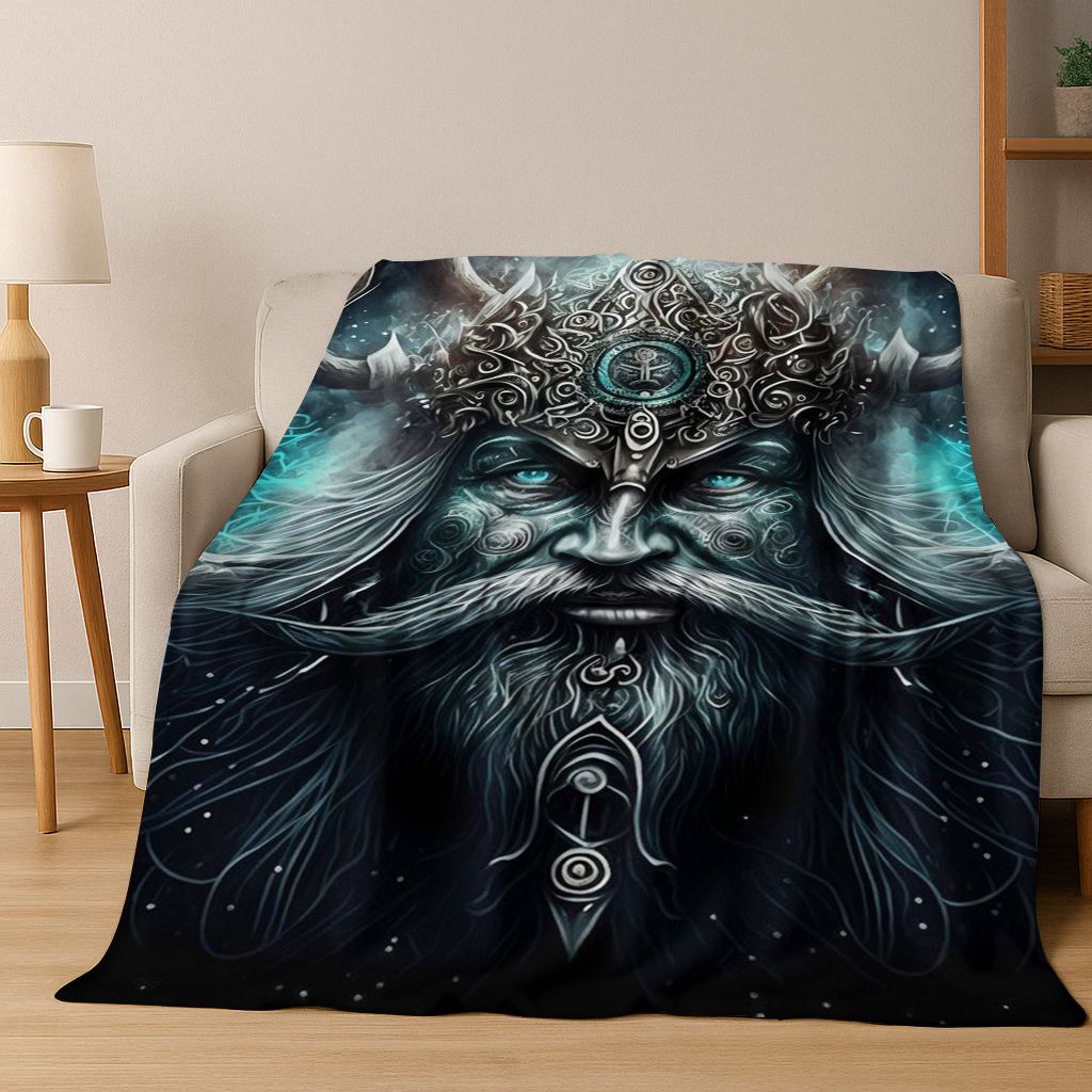 Nordycki Symbol Wojownika Wikingów Valhalla Valknut Runa Koc Flanelowy, Przytulny Miękki Koc Rzutowy do Domu Sypialni Łóżka Pokrowiec na Sofę Prezent