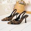 Fashion Slingbacks Women's High Heels 2025 Pointed Toe Shoes Female Leopard Dress Pumps Women Slip On Thin Heels Women's Sandals