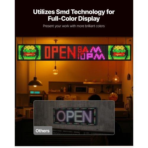 VEVOR Programmable LED Sign, P10 Full Color Flexible Digital Scrolling Panel, DIY Custom Text Pattern GIF Display Board