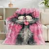 1PC Black Cat In Sunflower Town Flannel Blanket Gift, Suitable for Both Men And Women, Soft Ideal for Beds And Sofa, Birthday Or Christmas Gift