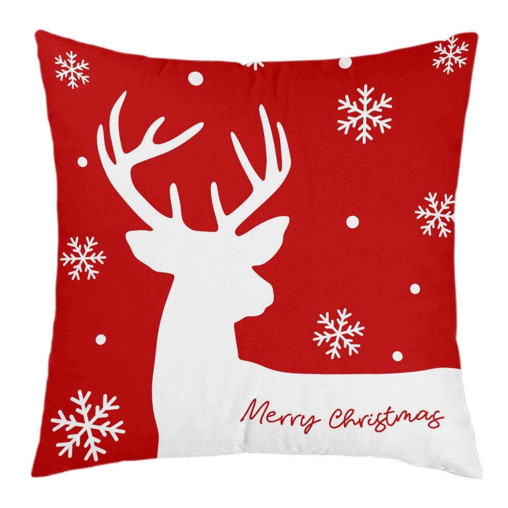New Christmas Short Plush Pillow Cover Peach Skin Digital Printing Cushion Cover Christmas Snowman Pattern
