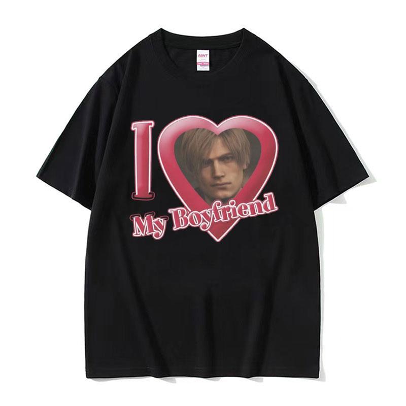 I Heart Leon Kennedy Potisk Trička Pánské Dámské Oblečení Móda Vintage Tričko Pánské Oversized Bavlna Krátký Rukáv Tričko Top