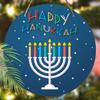 Happy Hanukkah Wooden Sign Nine Branch Menorah Pattern Plaque Hanukkah Pendant Suitable for Indoor and Outdoor Creative Wooden Board Painting