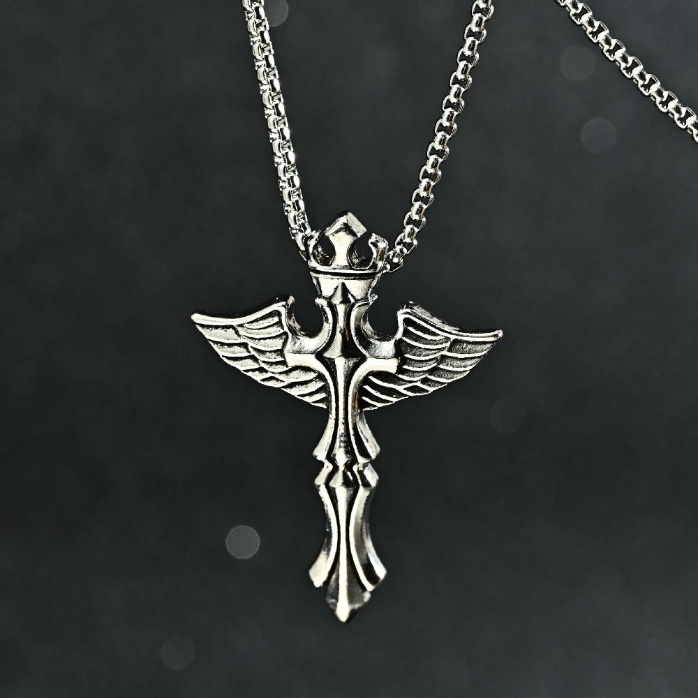 Herren Drachenflügel Anhänger Halskette Wikinger Kreuz Metalllegierung Gothic Schmuck Einzigartiges Geschenk für Ihn