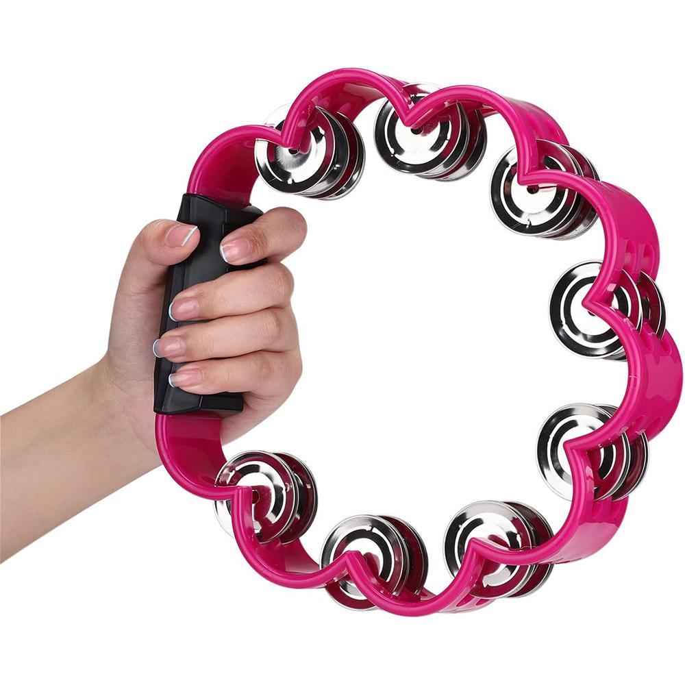 Petal Shaped Tambourine Plastic Percussion Tambourine Music Hand Bells for Musical Rhythm Instrument for Adults School Family Pa