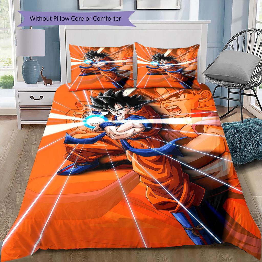 Set Copripiumino Trapuntato con Fantasia Dragon Ball Federa Regalo di Compleanno per la Casa(1 * copripiumino + 2 * federa, senza nucleo)