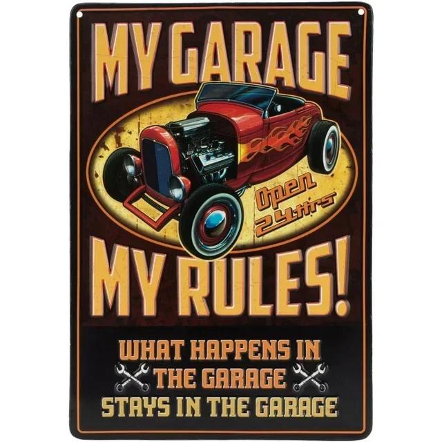 Vintage Metal Tin Signs  My Garage My Rules  Retro Wall Decor Plaque for Game Room Cafe Garage Club Bar Pubs  Iron Painting Deco