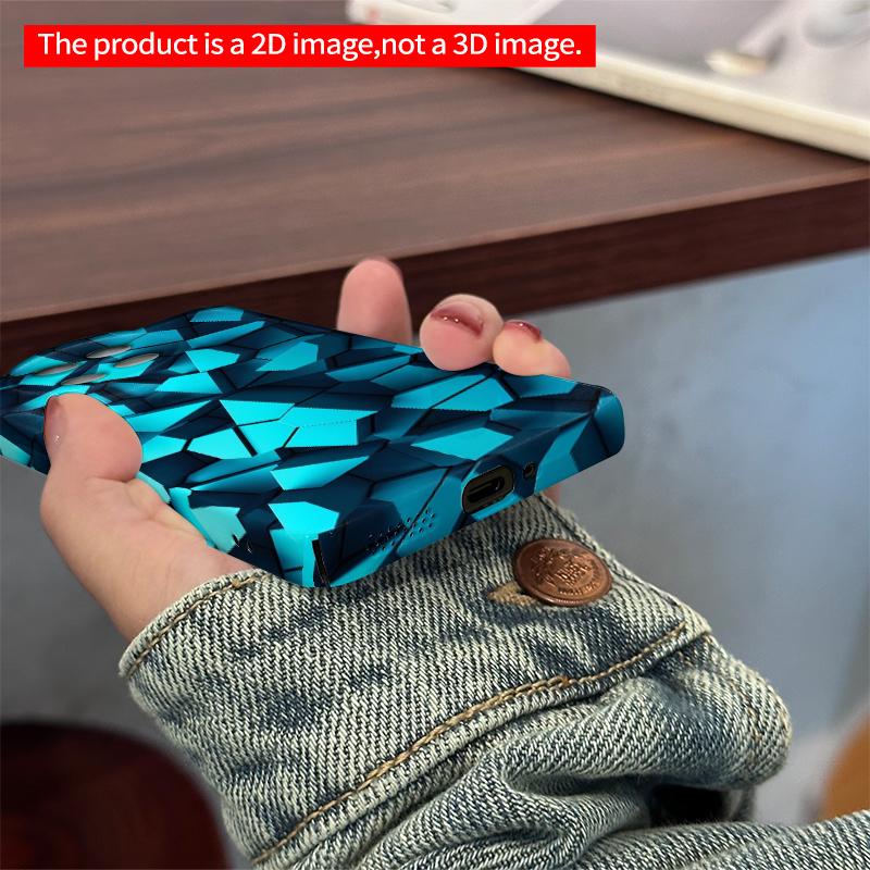 2DFlat Xiaomi Redmi phone caseBlue Geometric Tile Pattern Phone Casesuitable for Redmi Note 11 12 13 14 A3 K80 15 17 Ultra