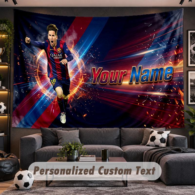 Wall Hanging Tapestry Custom NameLionel Messi Pattern Personalized Printed Fabric Wall Decor