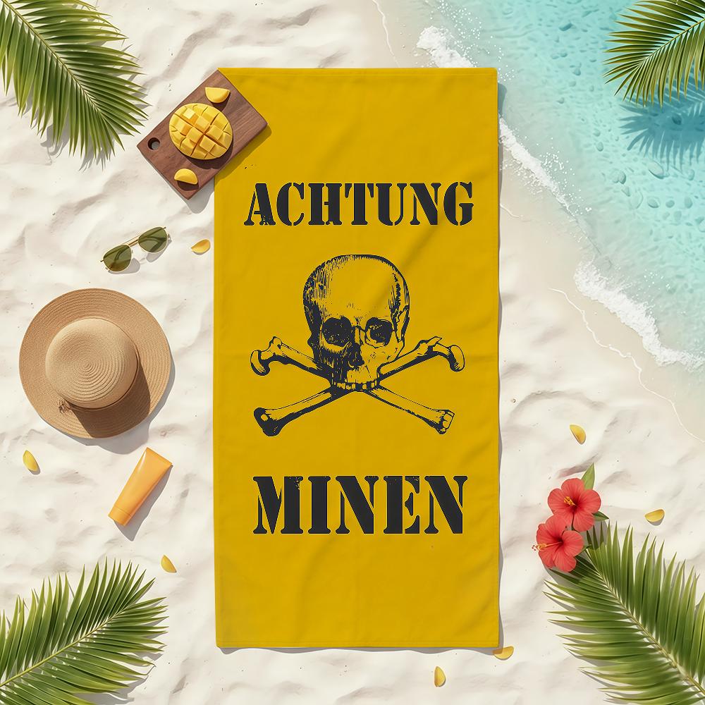 Achtung Minen Metal Signs Towel Soft Pool Gift For Travel Gym Shower Camping Quick Dry Sports Beach Towels