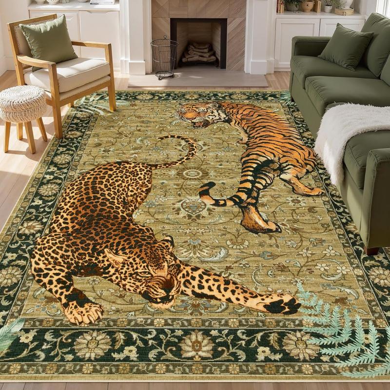 Bohēmisks leoparda raksta paklājs viesistabai un