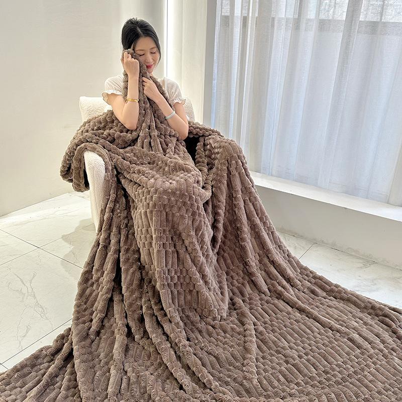 Four Seasons Thick Warm Fleece Blanket Lightweight Luxury Solid Color Multifunctional Rabbit Fleece Blanket Bedroom Room Blanke