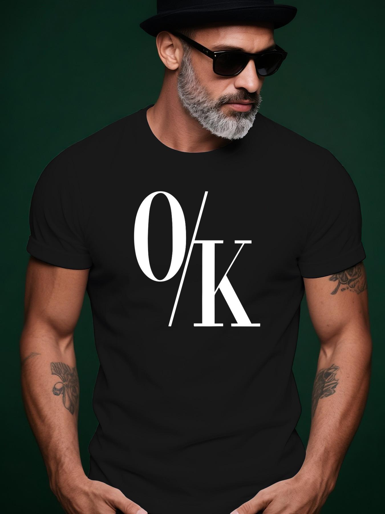 OK Graphic Tshirt Graphic Tee - Light Blue Casual Summer ... XXXL