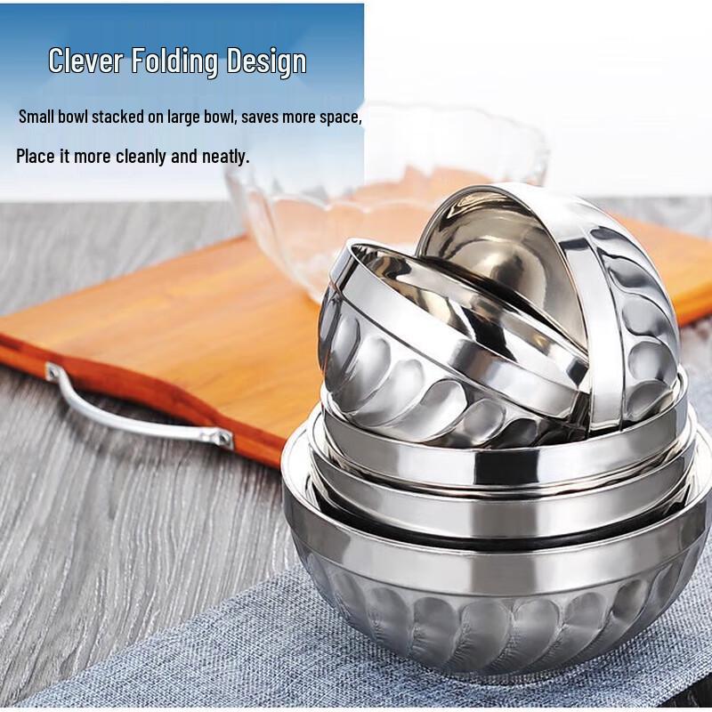 13cm Double-Layer Insulated Stainless Steel Bowls (10-Pack)