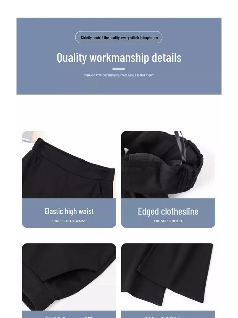 Petite 145 Black Flare High-Waist Slimming Shark Pants for Women (Spring/Autumn)