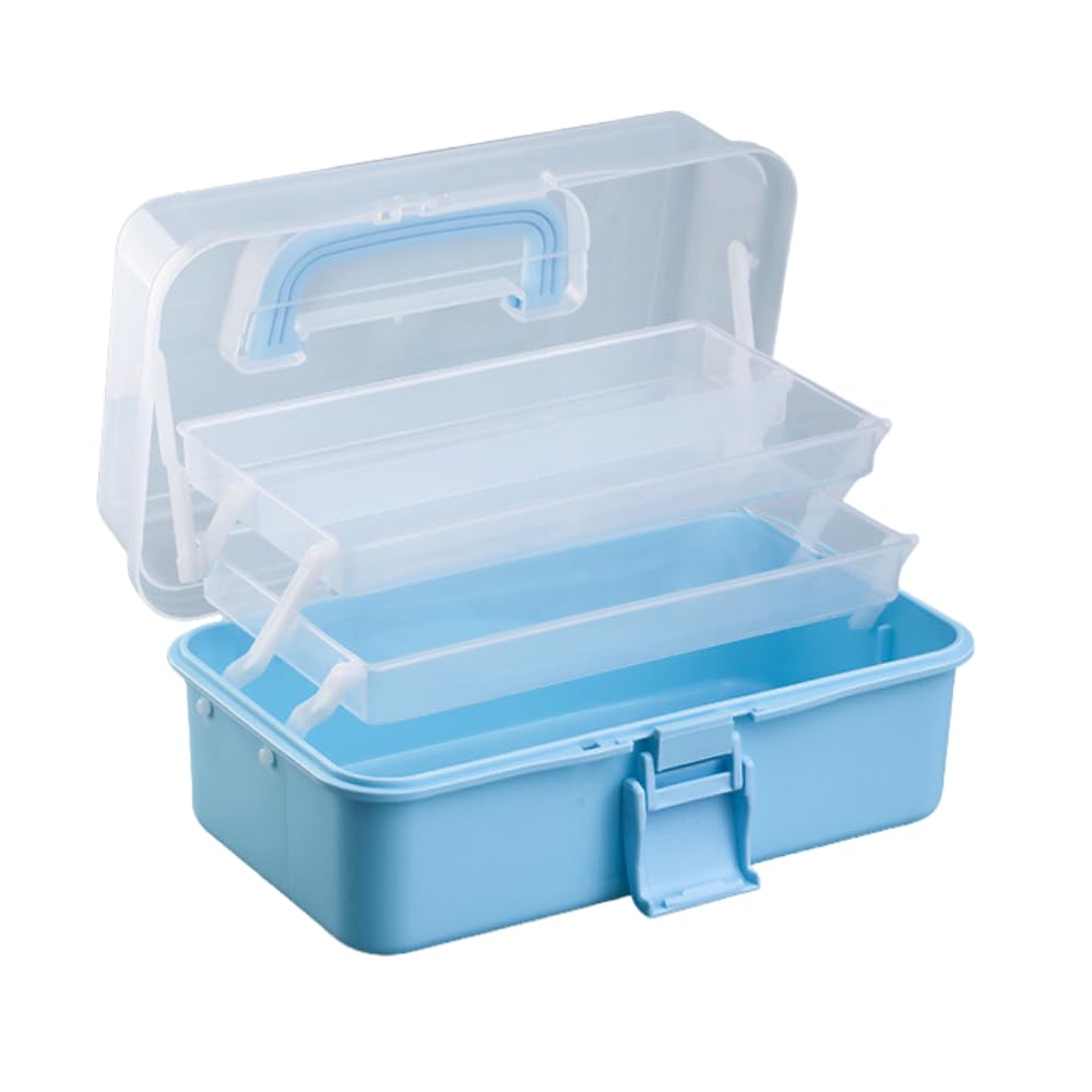 

JUSTVEL Large Capacity Storage for Small Sewing with Handle Toolbox, Box, Multifunctional, Foldable, 3-Tier, Tools, Items, Supplies, (Blue) синий