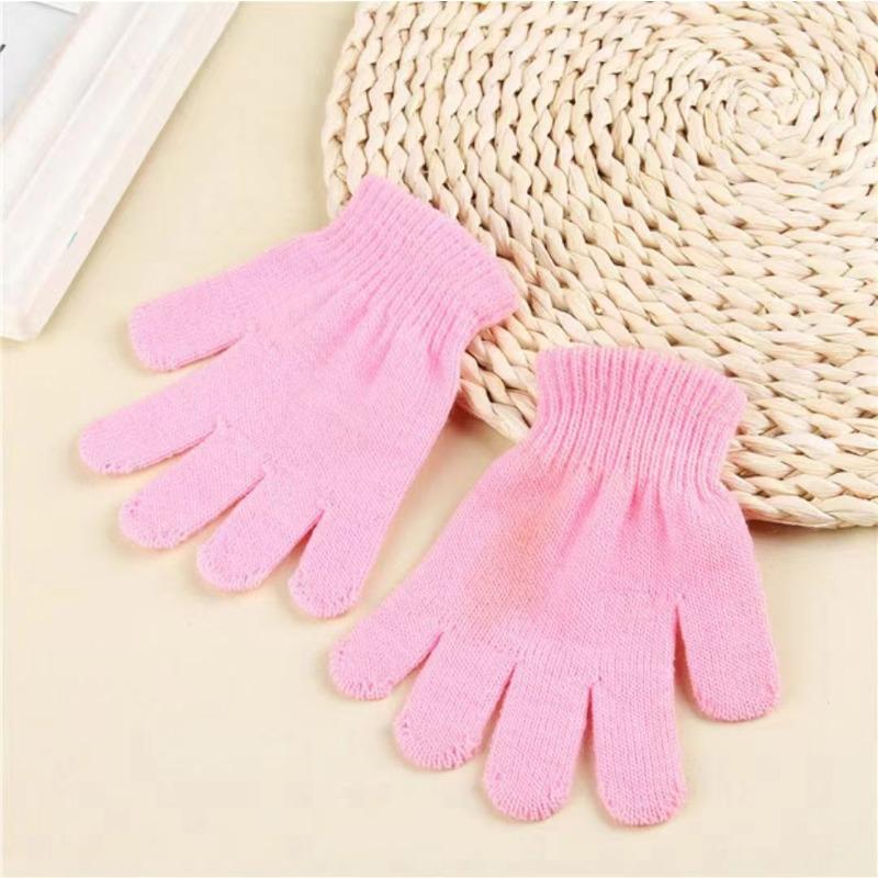 Autumn and winter men's and children's acrylic simple warm knitted gloves full finger magic gloves