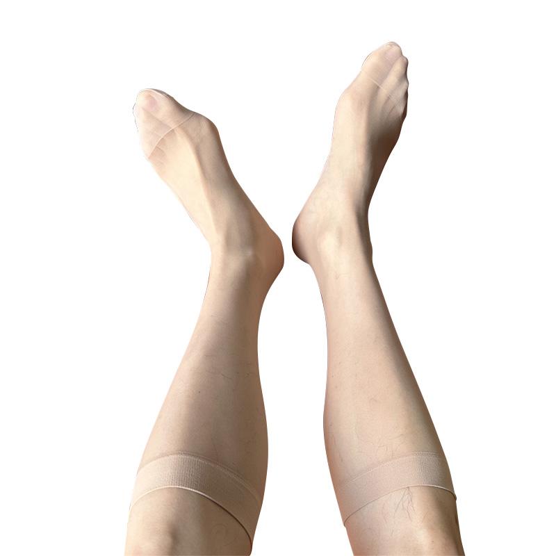 

1 пара длинных носков, деловые носки для официальных костюмов, мужские шелковые носки, прозрачные носки выше икры, прозрачные, полиамидные, клубные, тонкие