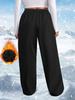 Autumn/Winter Fleece-Lined Plus Size Straight-Leg Casual Pants Loose-Fitting Slimming High-Elasticity Elastic Waistband with Drawstring Casual Pants