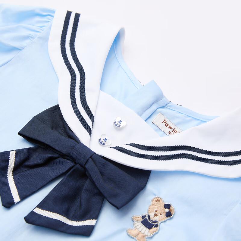 PawinPaw Girls' Cartoon Bear Sailor Collar Dress