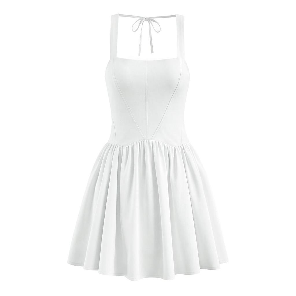 Französisches Reines Verlangen Scharfes Mädchen Quadratischer Ausschnitt Rüschen Camisole Kleid - Sommer 2026 Taillenbetontes A-Linien Kurzes Kleid