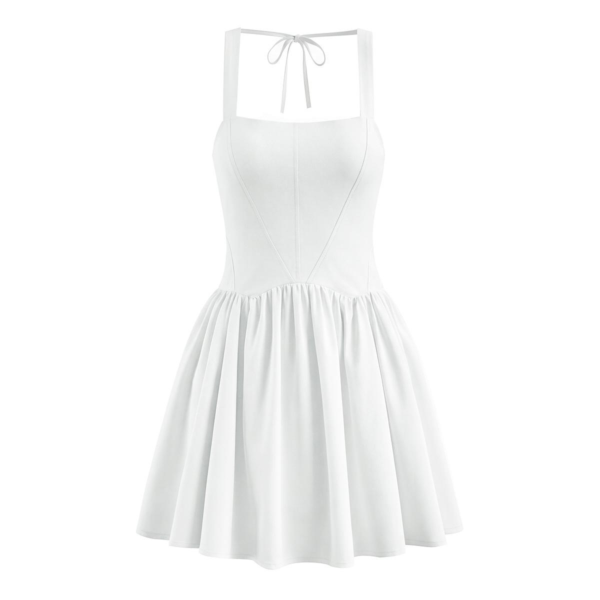 French Pure Desire Spicy Girl Square Neck Ruffled Camisole Dress - Summer 2026 Waist-Cinched A-Line Short Skirt Large