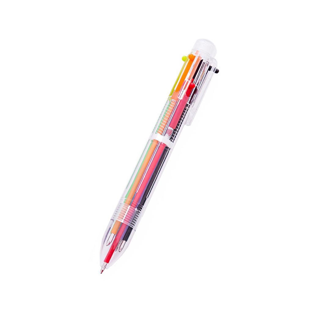 Ballpoint Pen Multicolor 6 In 1 Colorful Spring Retractable Design 0.5mm Ballpoint Pen Gift Scrapbooks Tool Birthday