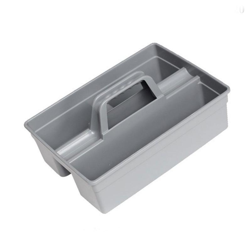 Cleaning Supply Tray Open Top Plastic Tool Storage Box With Center Slots and Carry Handle for Household Tasks, Detailing Gear, and Garage Use