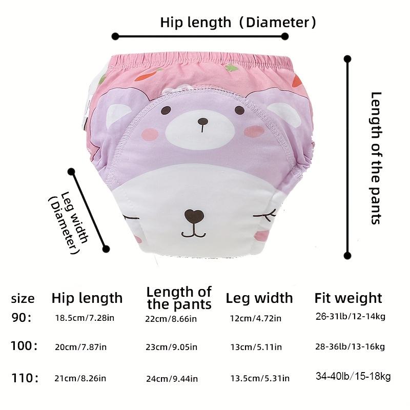 

3pcs Youngsters Potty Training Underwear-Soft Breathable Cloth Diapers Cute Animal & Floral Patterns Adjustable Straps & Elastic L