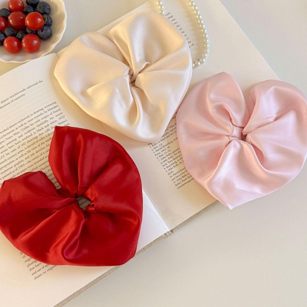 Love Large Satin Hair Scrunchies Heart Shape Ponytail Elastic Rubber Band  Ladies