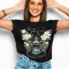 Jasmine Elixir Drink Botanical Moth T-Shirt, Floral Butterfly Graphic Tee