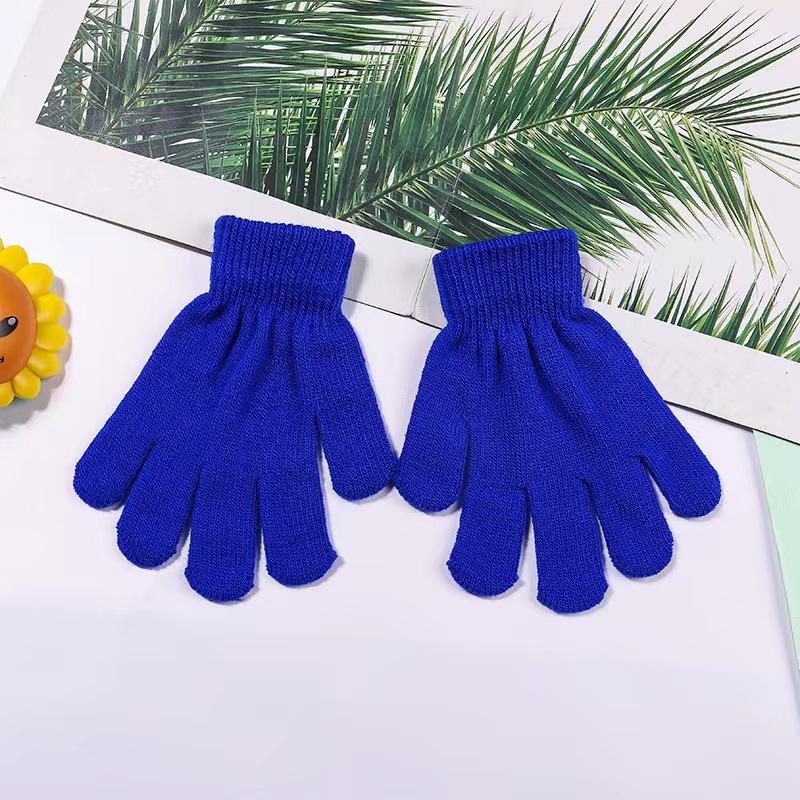 Autumn and winter men's and children's acrylic simple warm knitted gloves full finger magic gloves