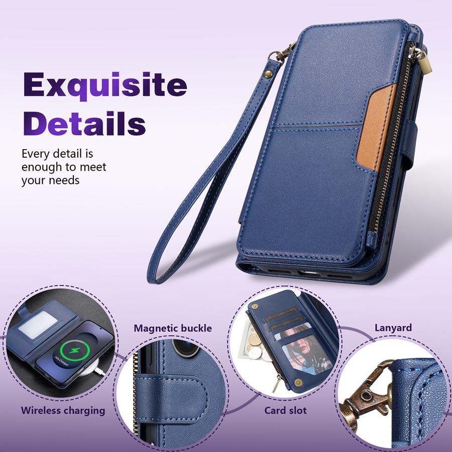Wallet Multi-card Slot Zipper Kickstand Magnetic Flip Leather Case For Samsung Galaxy S26 Ultra S25 FE S24 Plus S23 S22 S21 S20