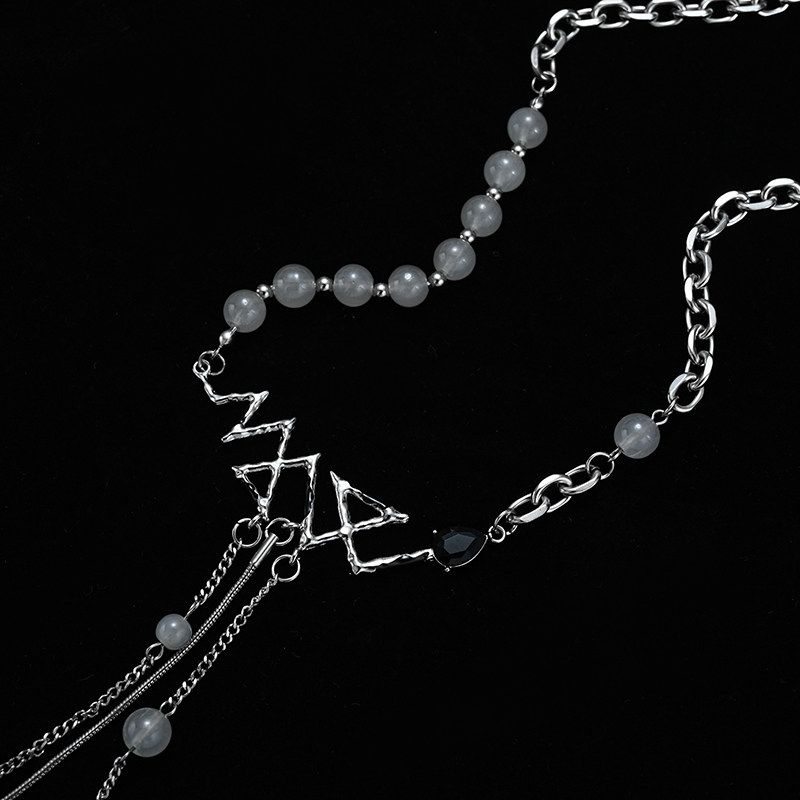 Snake-Shaped round Beads Tassel Necklace Men s Trendy Cool Ins Accessible Luxury Niche Design Fancy Personalized European and American Style Ornament Snake Tassel Necklace