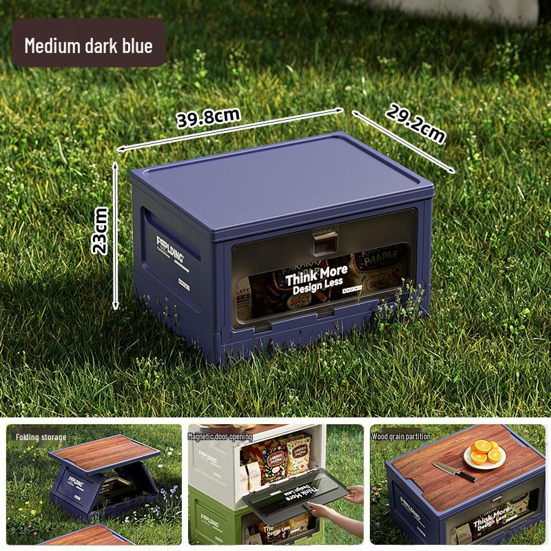 Extra Large Outdoor Storage Box: Side-Opening, Wood Lid, Foldable Camping & Car Trunk Organizer