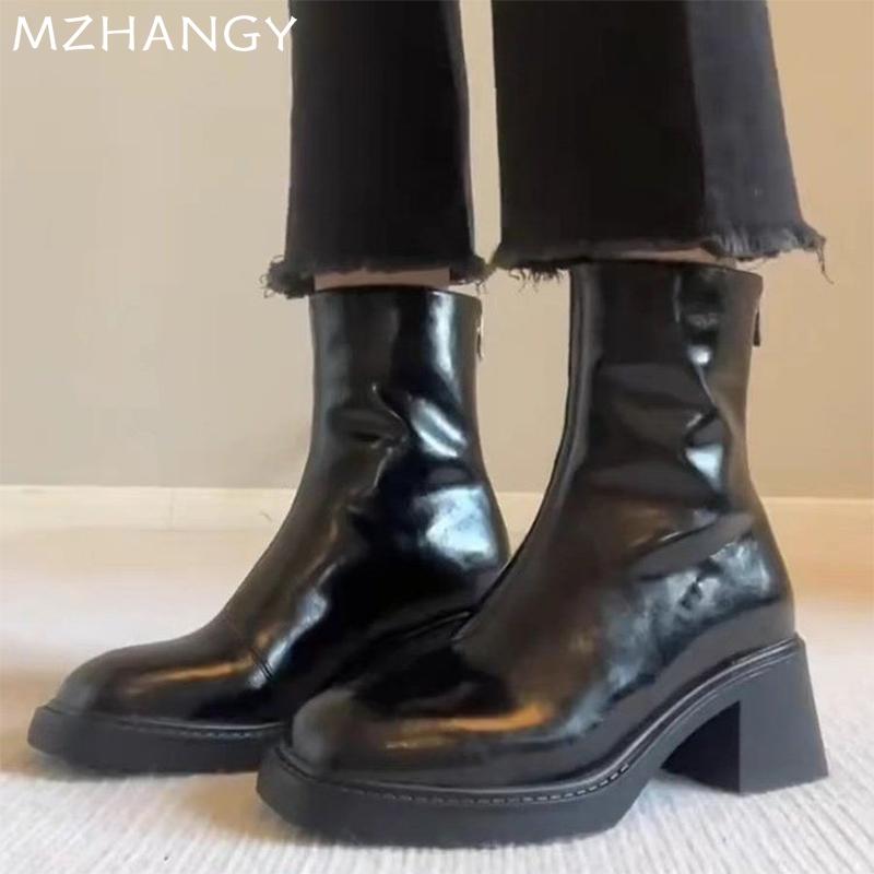 High Heels Women Ankle Boots Chunky Shoes Women Winter New Fashion Walking Shoes 2024 Trend Dress Shoes Pumps Mujer Snow Botas