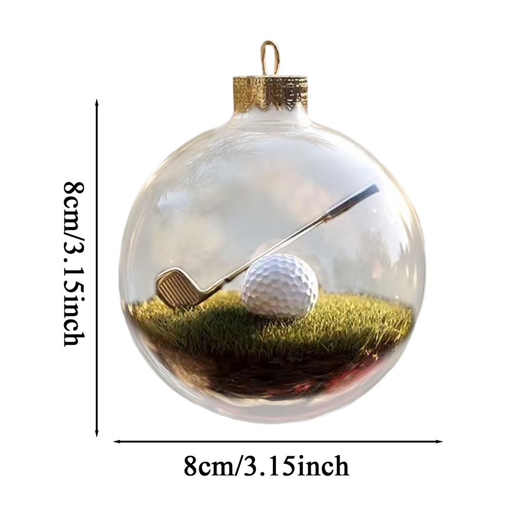 Mini 3D Acrylic Transparent Christmas Tree Decoration Pendant Baseball Football Golf Ball Tennis Hangable Christmas Ornament