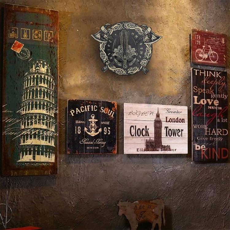 Cultural Wood Wall Hangings Medieval Nordic Portrait Sword Wall Plaques Decors