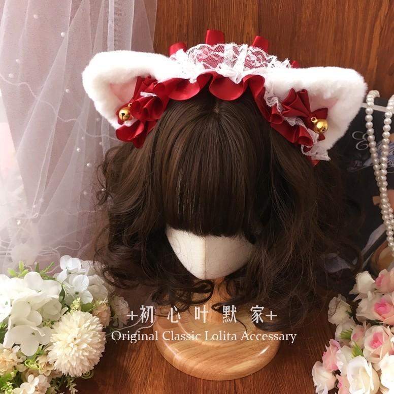 Classic Lolita Plush Cat Ear Lace Headband Vintage KC Headbands Pink Black Beast Ear Hair Accessories