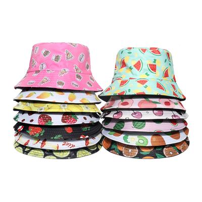 Unisex Groente Fruit Print Bucket Hats Voor Vrouwen Meisjes Zomer Dubbelzijdig Opvouwbare Panama Zon Hoed Fruit Bob Vissers Hoeden