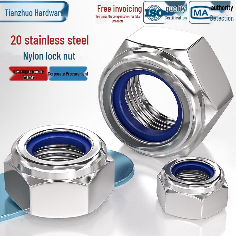 Stainless Steel Nylon Lock Nut Hexagon Anti-Loosening Screw Cap M4-M20