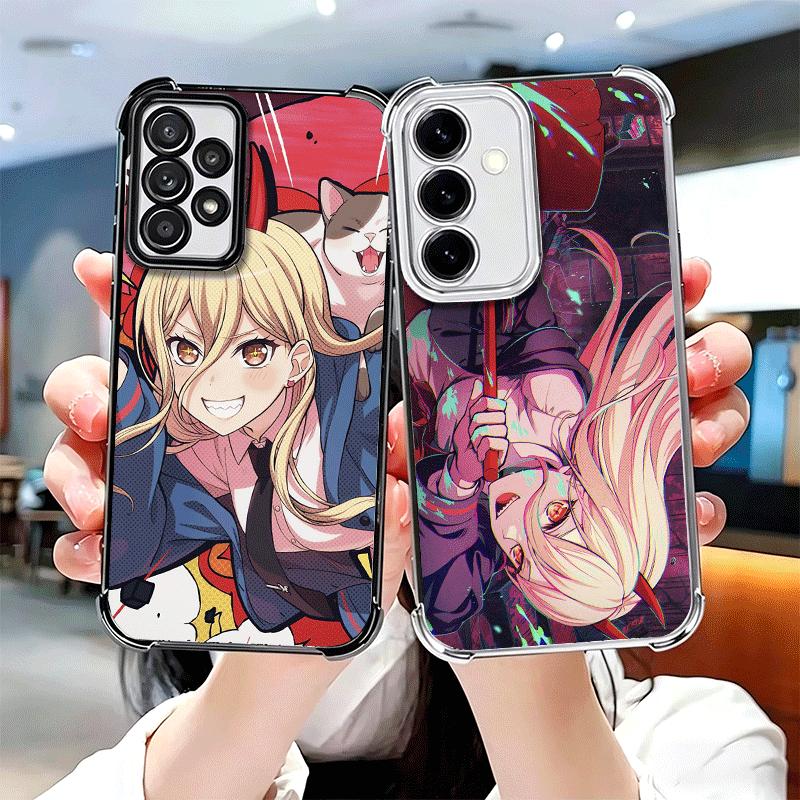 Anime Character Power CSM Plating Phone Case For Samsung A17 A07 A37 A57 A16 A56 A15 A55 A14 A54 A13 A53 A26 A36 A25 A35 A24 A34