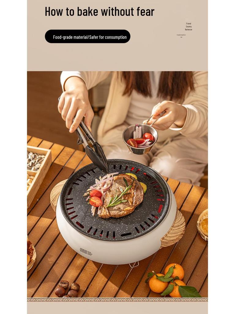 Dual-Use Electric Grill & Fire Pit: Indoor BBQ, Boiling, Baking, and Charcoal Stove Set