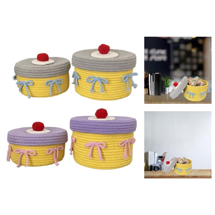 Handwoven Cotton Rope Makeup Holder Decorative Desktop Storage Basket Multipurpose Bedroom Organizer for Cosmetics