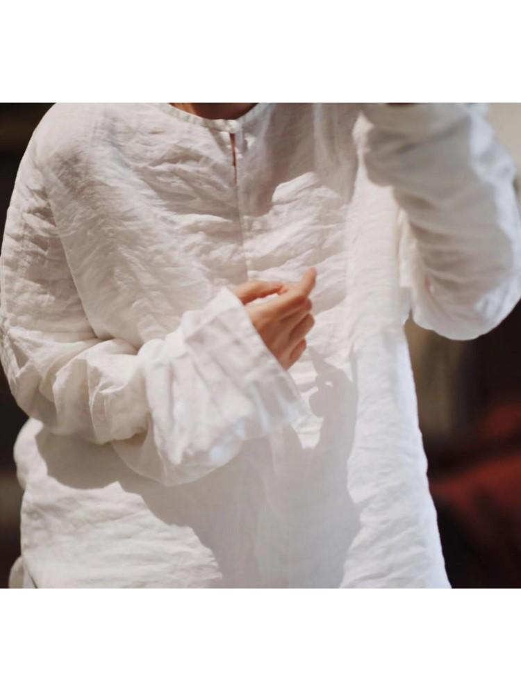 Johnature Damen Casual Weiße T-Shirts Langarm O-Ausschnitt T-Shirts Frühling Lose Hochwertige Damen T-Shirts