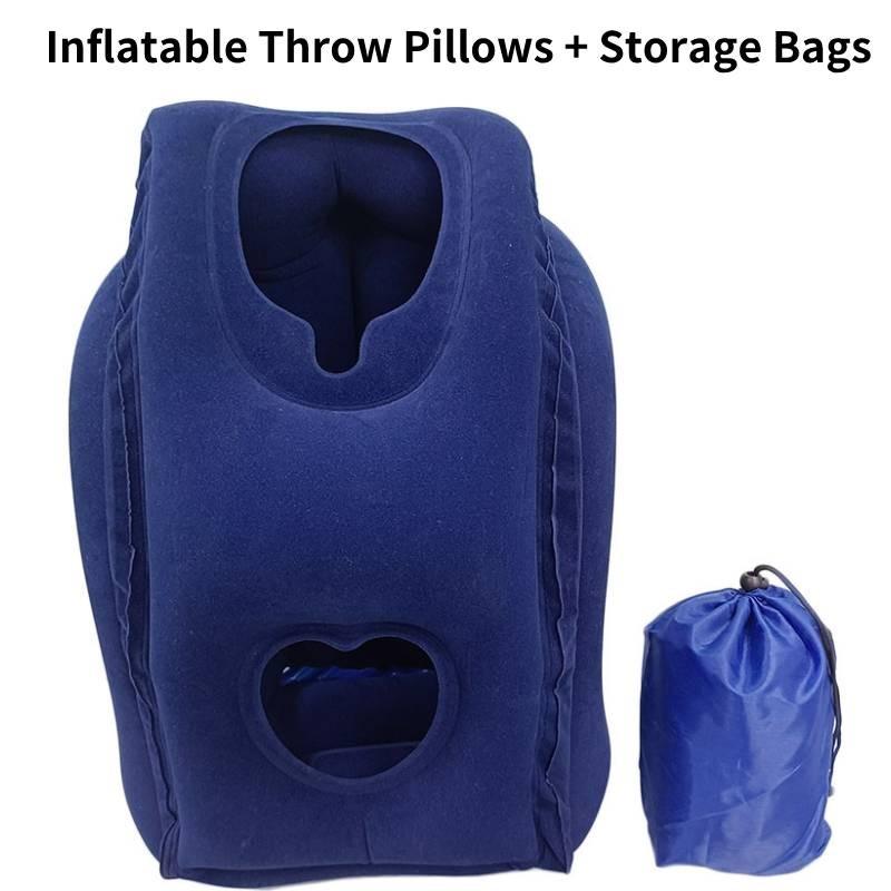 Удобная надувная подушка для сна из ПВХ велюра для использования в офисе и в путешествиях. Идеально подходит для взрослых. синий