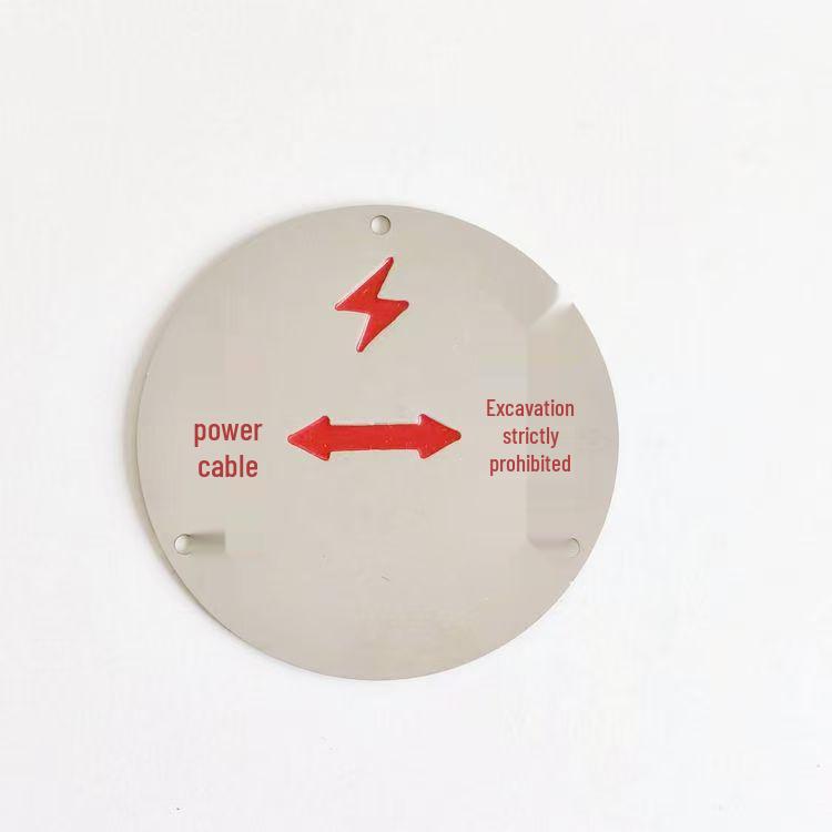 Stainless Steel Directional Floor Sign for Pipeline and Utility Marking 10cm Power Cable
