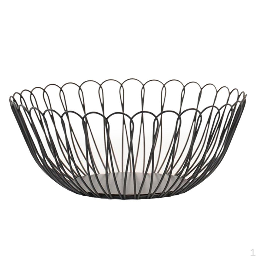 

Simple Basket Iron Wire Organizer Vegetable Rack Storage Tray Holder Table Petal_Black