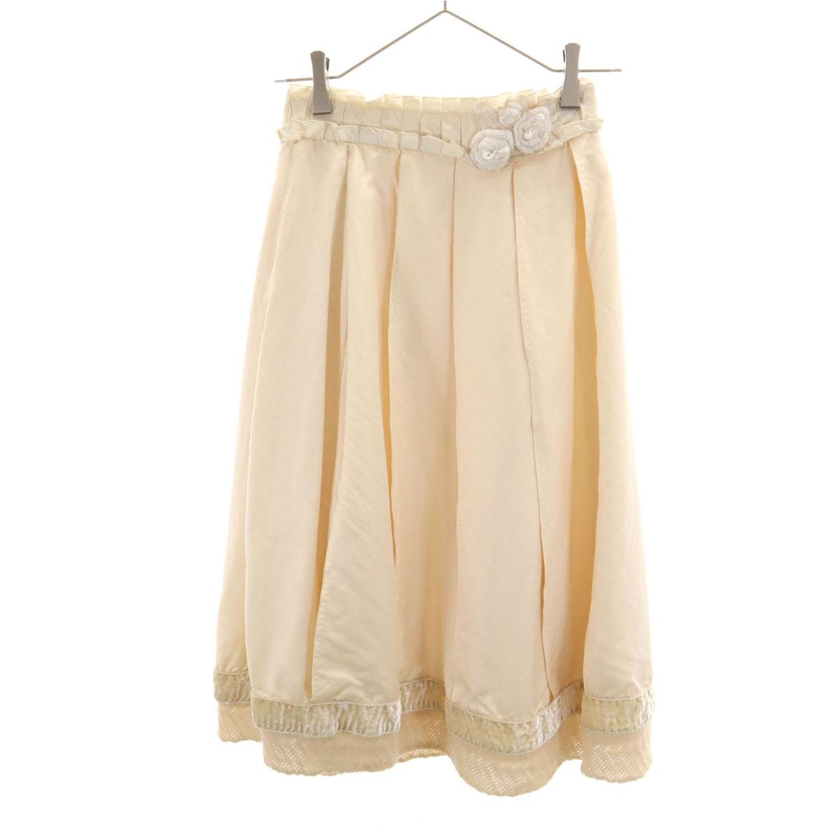 

LOUIS VUITTON French silk blend Mimole length Pleated skirt 34 Ivory Women Used