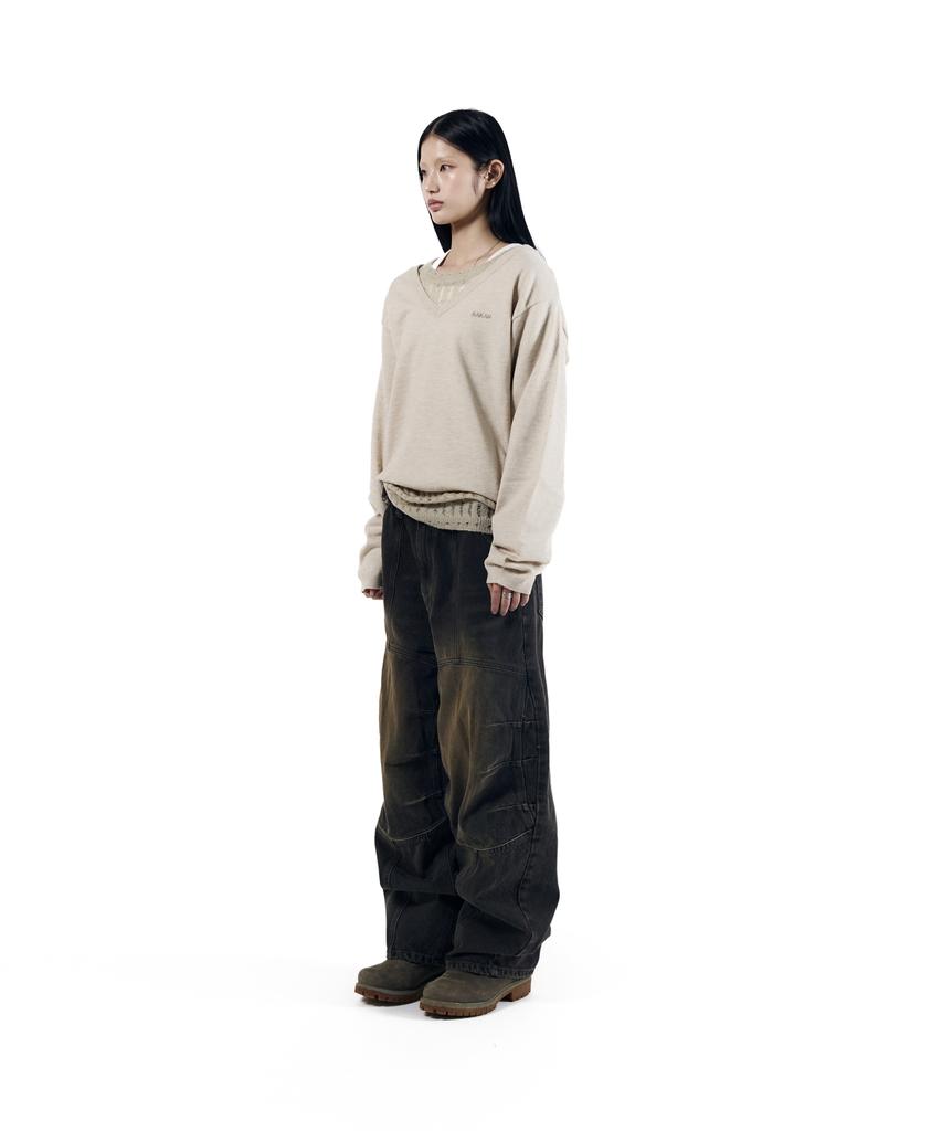 AAKAM Layered V-Neck Knit (Ivory)